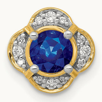 1/15ct. Diamond and .33 Sapphire Fancy Chain Slide, 14K