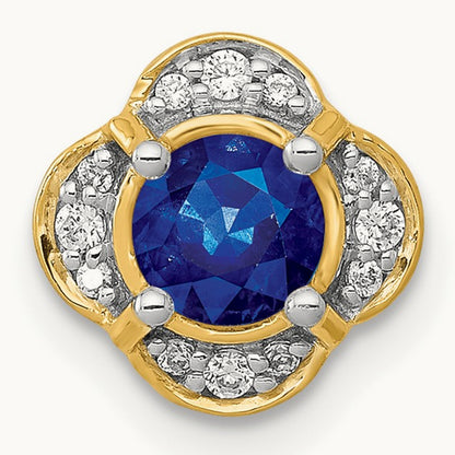 1/15ct. Diamond and .33 Sapphire Fancy Chain Slide, 14K