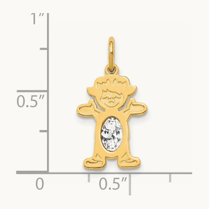 Girl 6x4 Oval Genuine Topaz-April — 14K Yellow Gold
