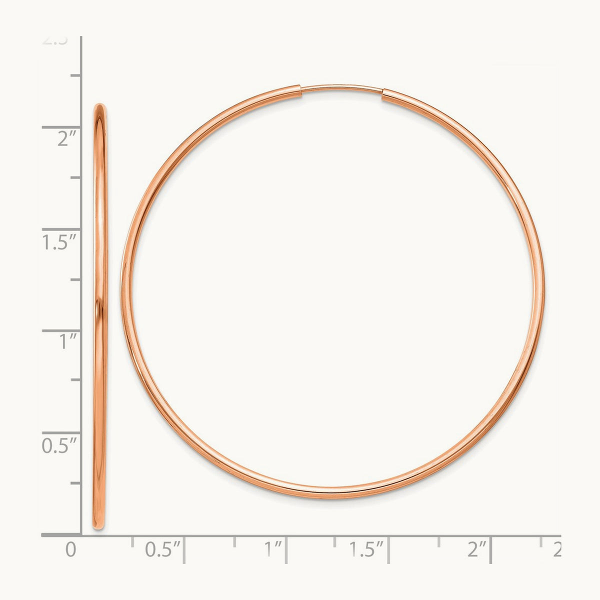 Polished Endless Tube Hoop Earrings, 1.50mm, 14K Rose Gold