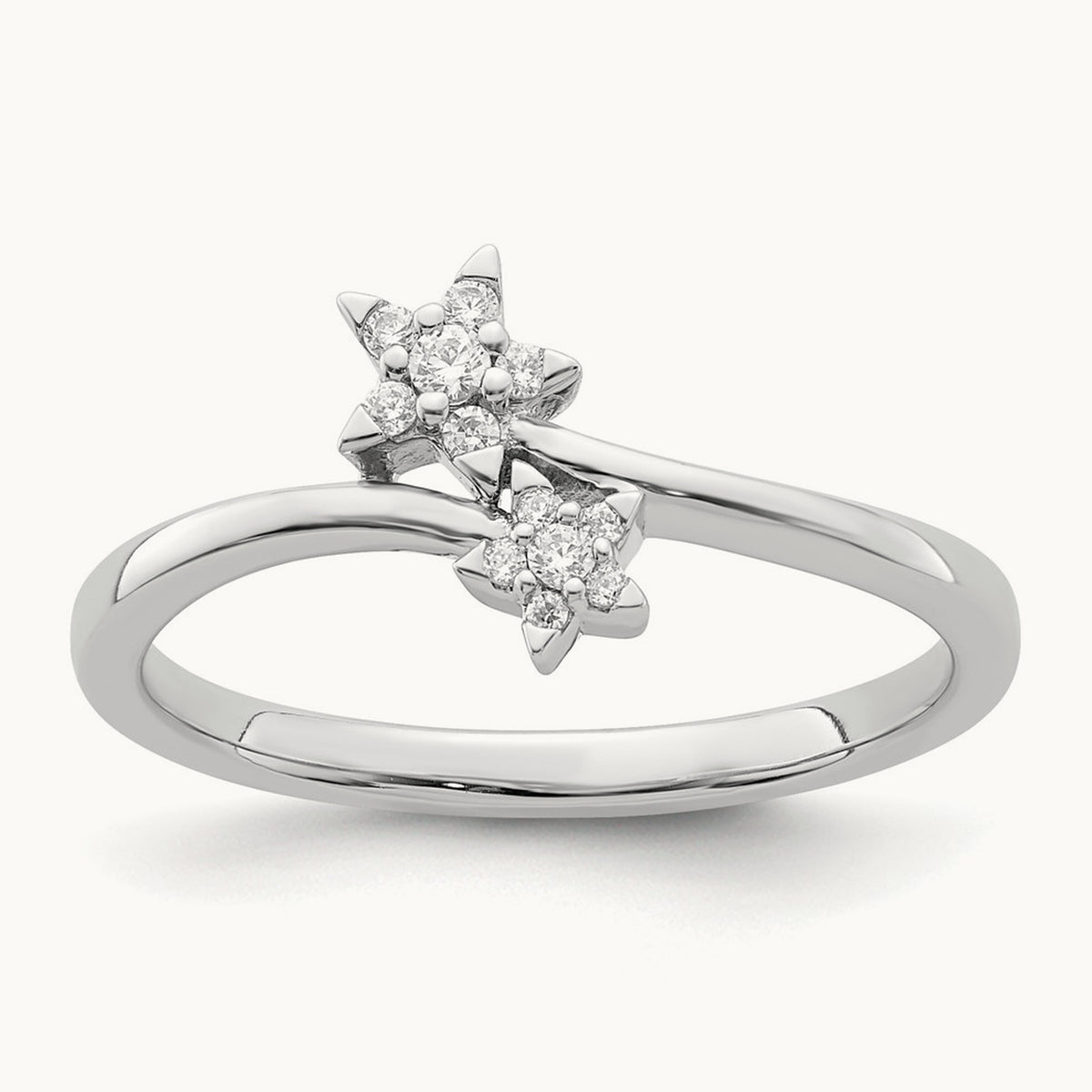 Diamond star bypass Diamond Ring, 14K White Gold
