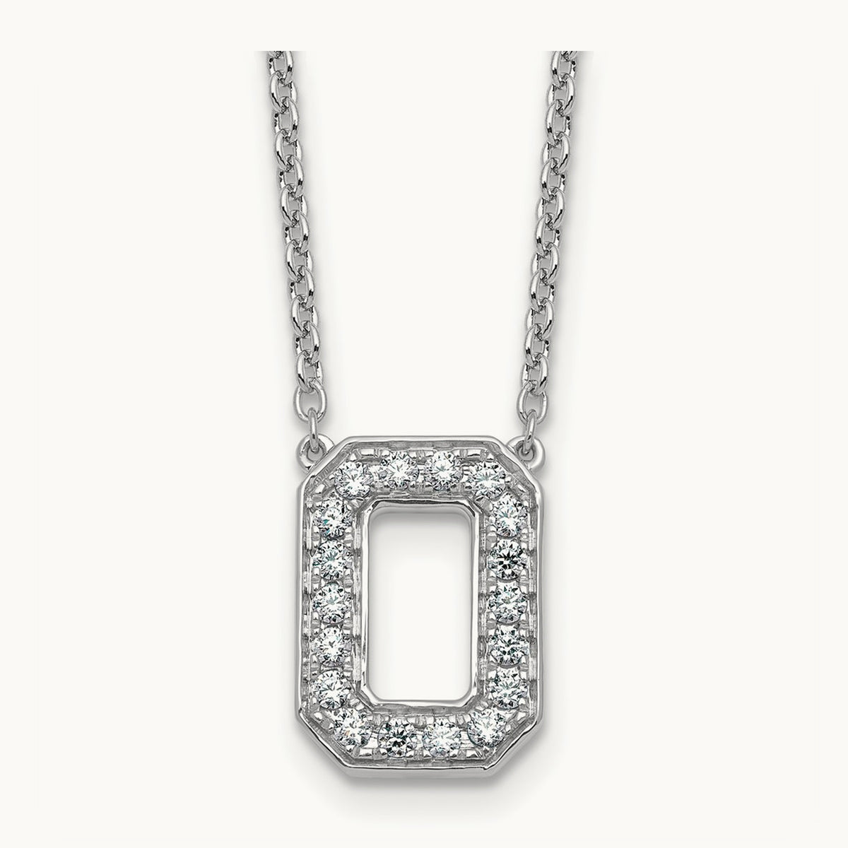 Initial Necklace — 14K White Gold, O, 1/3 ct