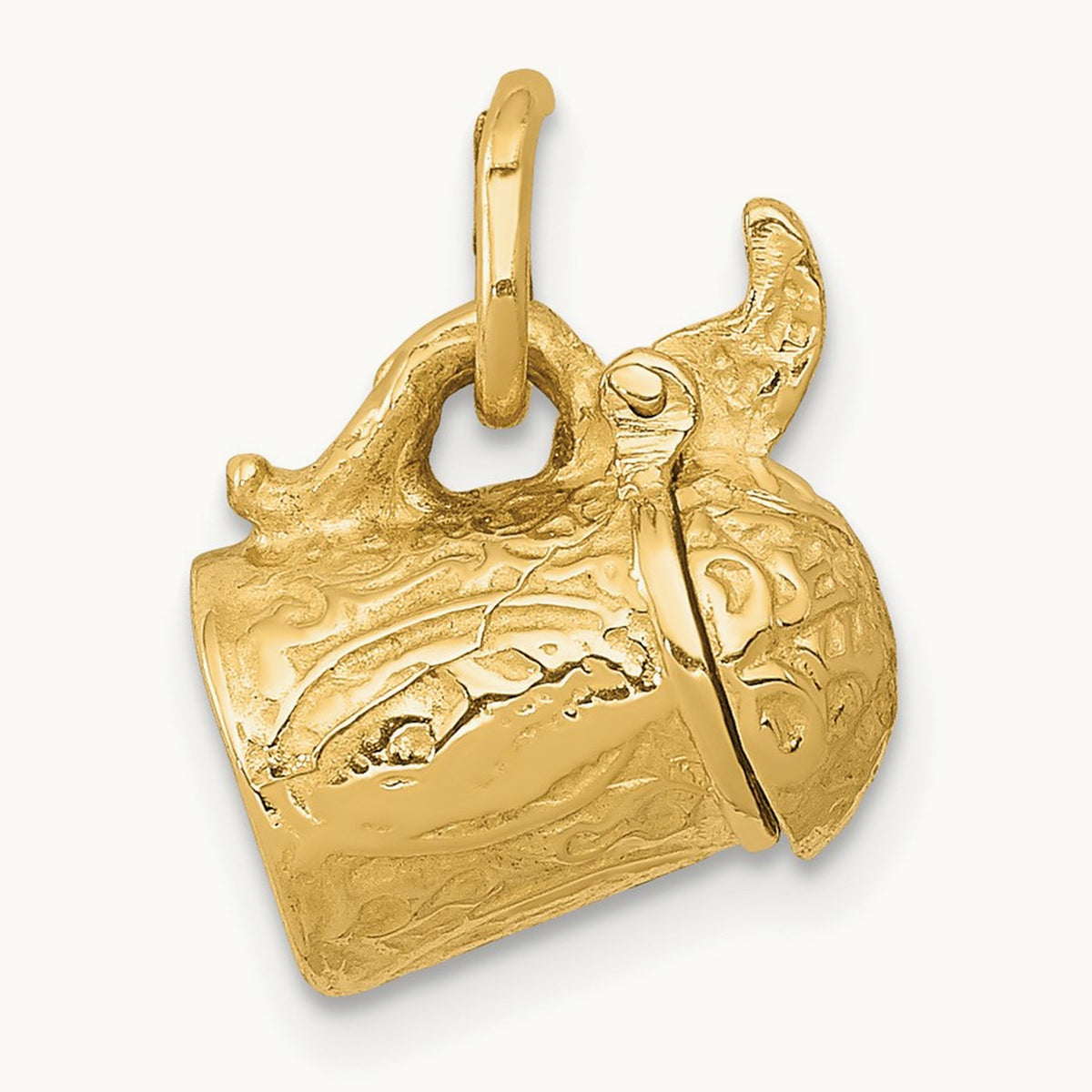 3-D Beer Stein Lid Opens Charm, 14K
