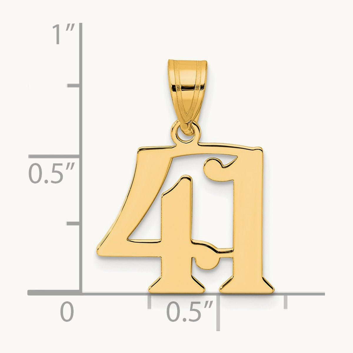 Polished Number 41 Pendant, 14K