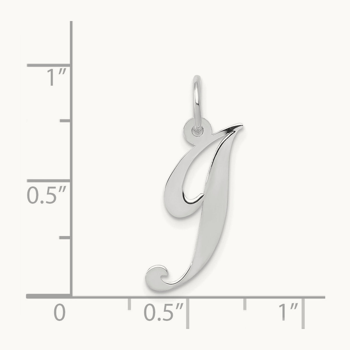 Medium Fancy Script Initial Charm — 14K White Gold, J