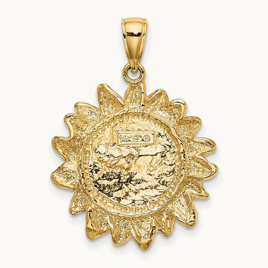 Smiling Sun Charm, 14K