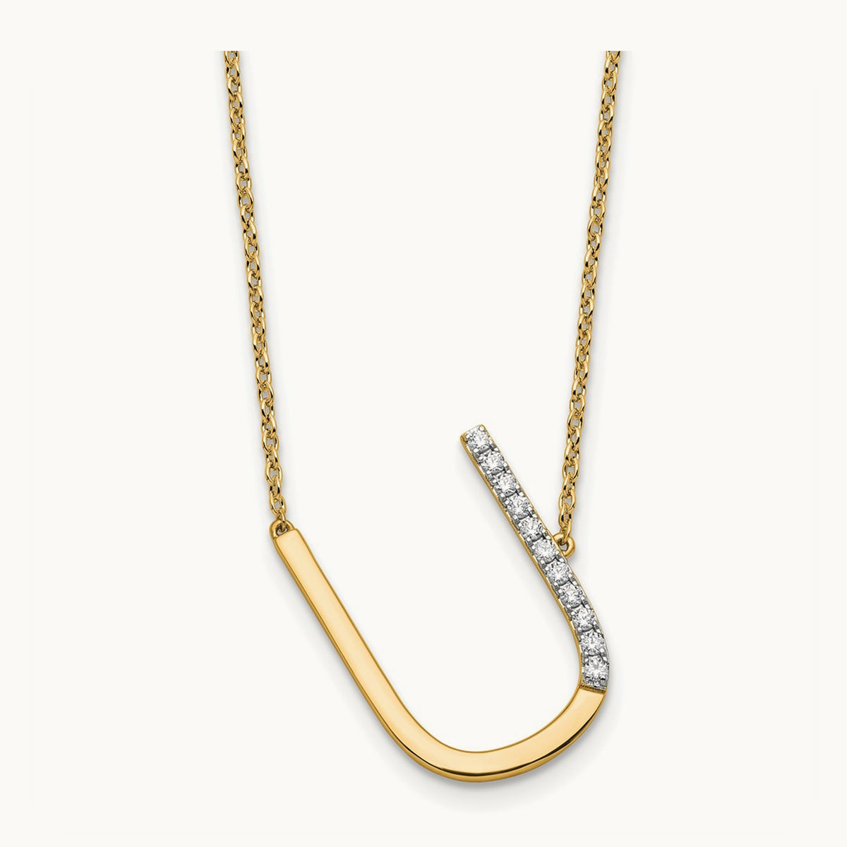 Sideways Diamond Necklace — 14K Yellow Gold, U