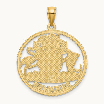 BAHAMAS Crest In Textured Frame Charm, 14K