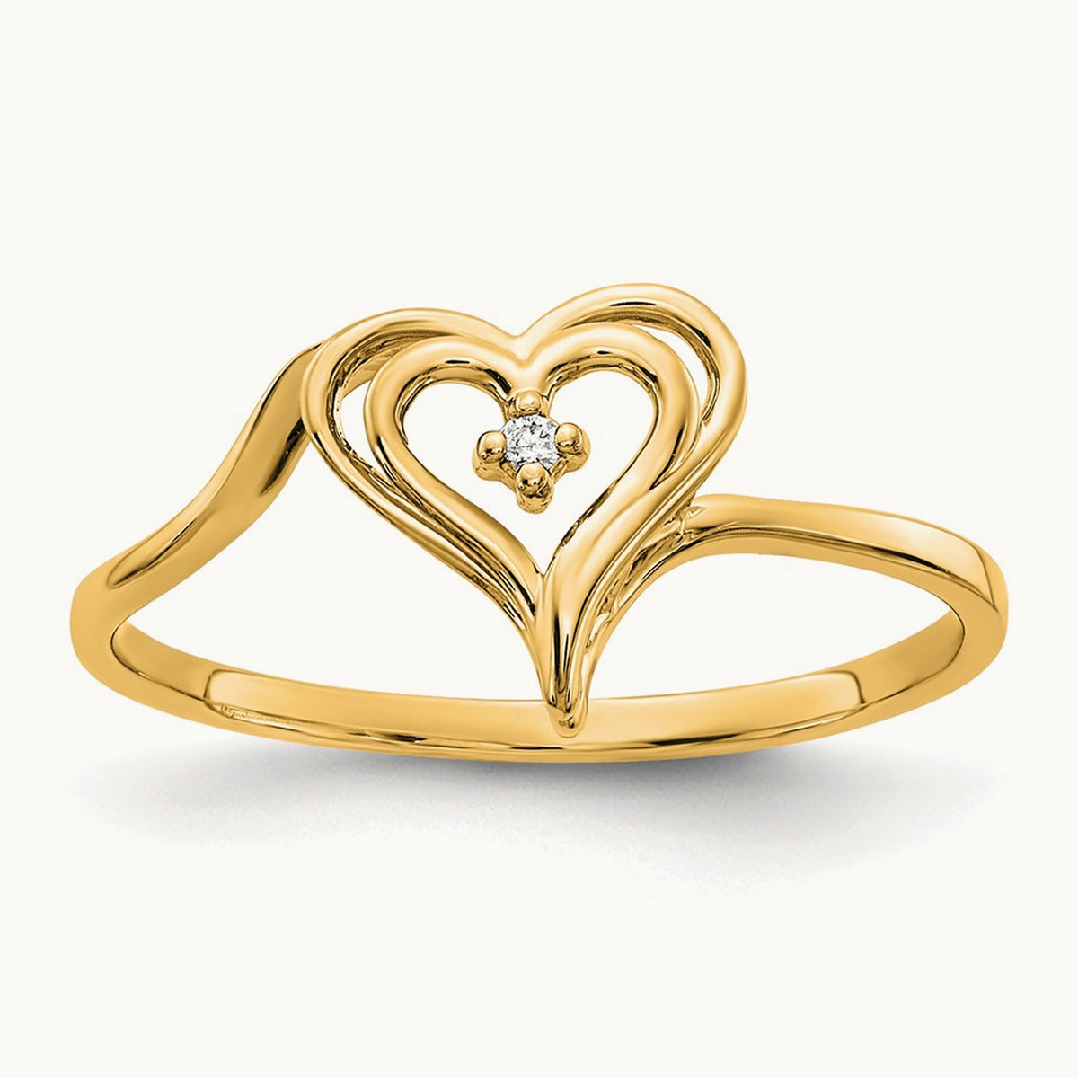 AA Diamond Heart Ring, 14K