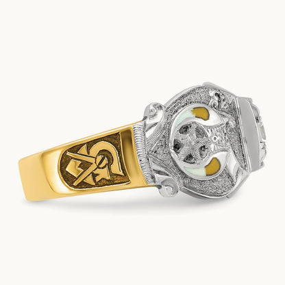 14ktt IBGoodman Men's Enamel & Diamond Eagle Masonic Shriner's Ring