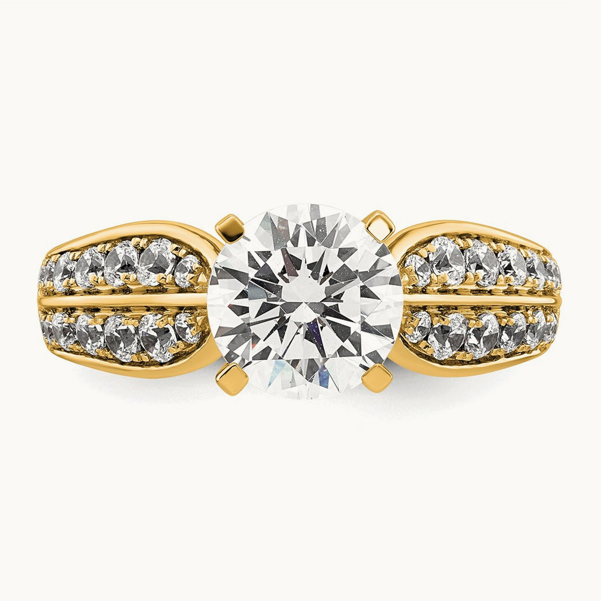 Round Semi-Mount Engagement Ring — 14K Yellow Gold, 5/8 ct (holds 1 1/2 ct center), 7