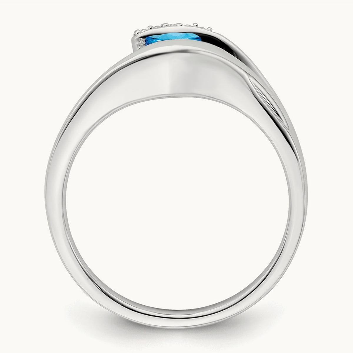 Trillion Blue Topaz and Diamond Ring, 14K White Gold