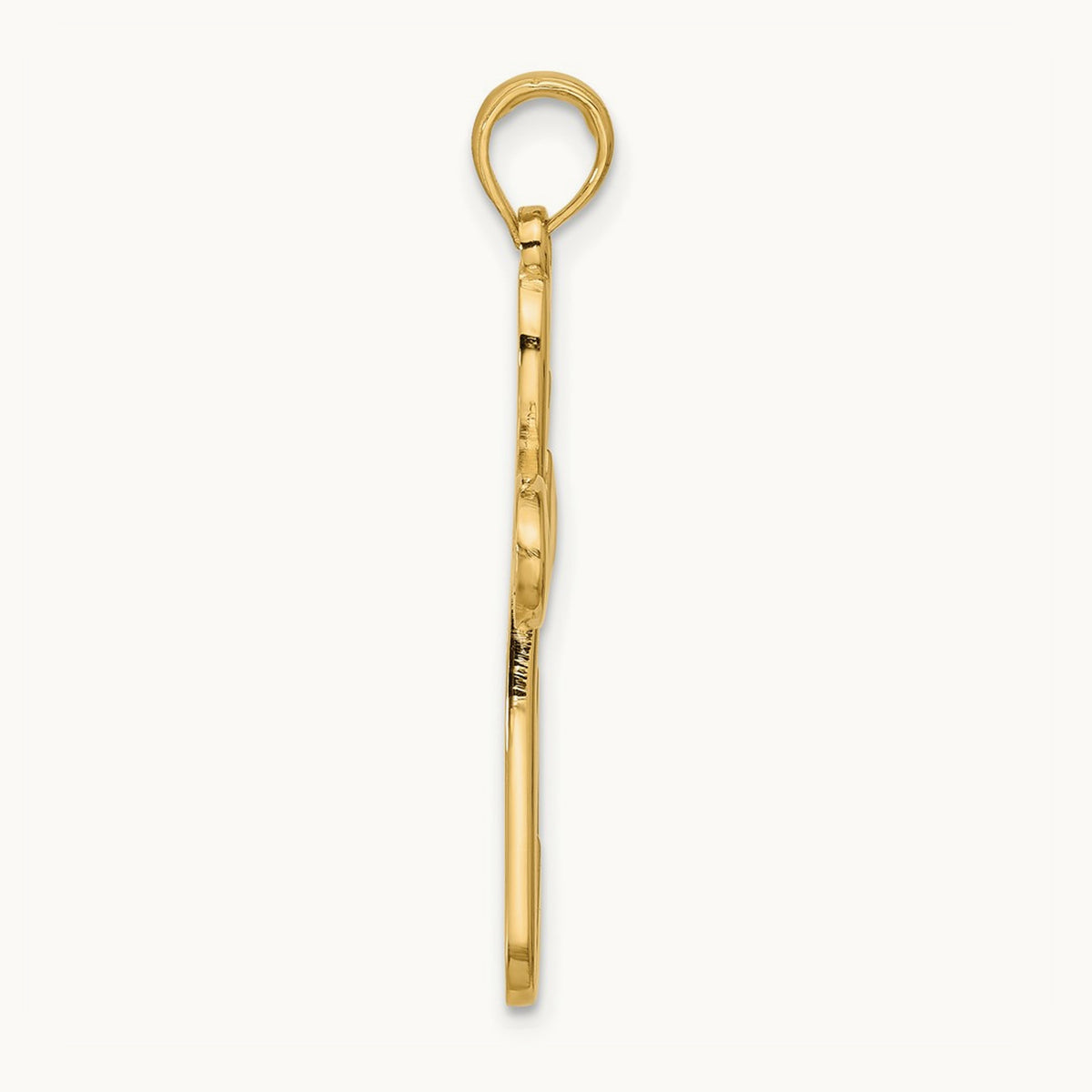 Polished Rounded Cross Pendant — 14K Yellow Gold