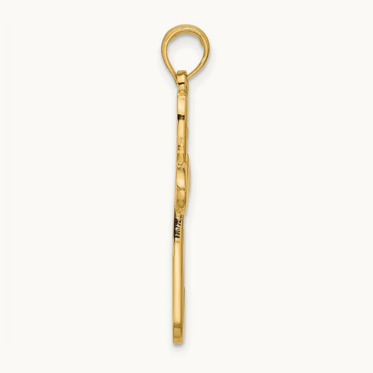 Polished Rounded Cross Pendant — 14K Yellow Gold