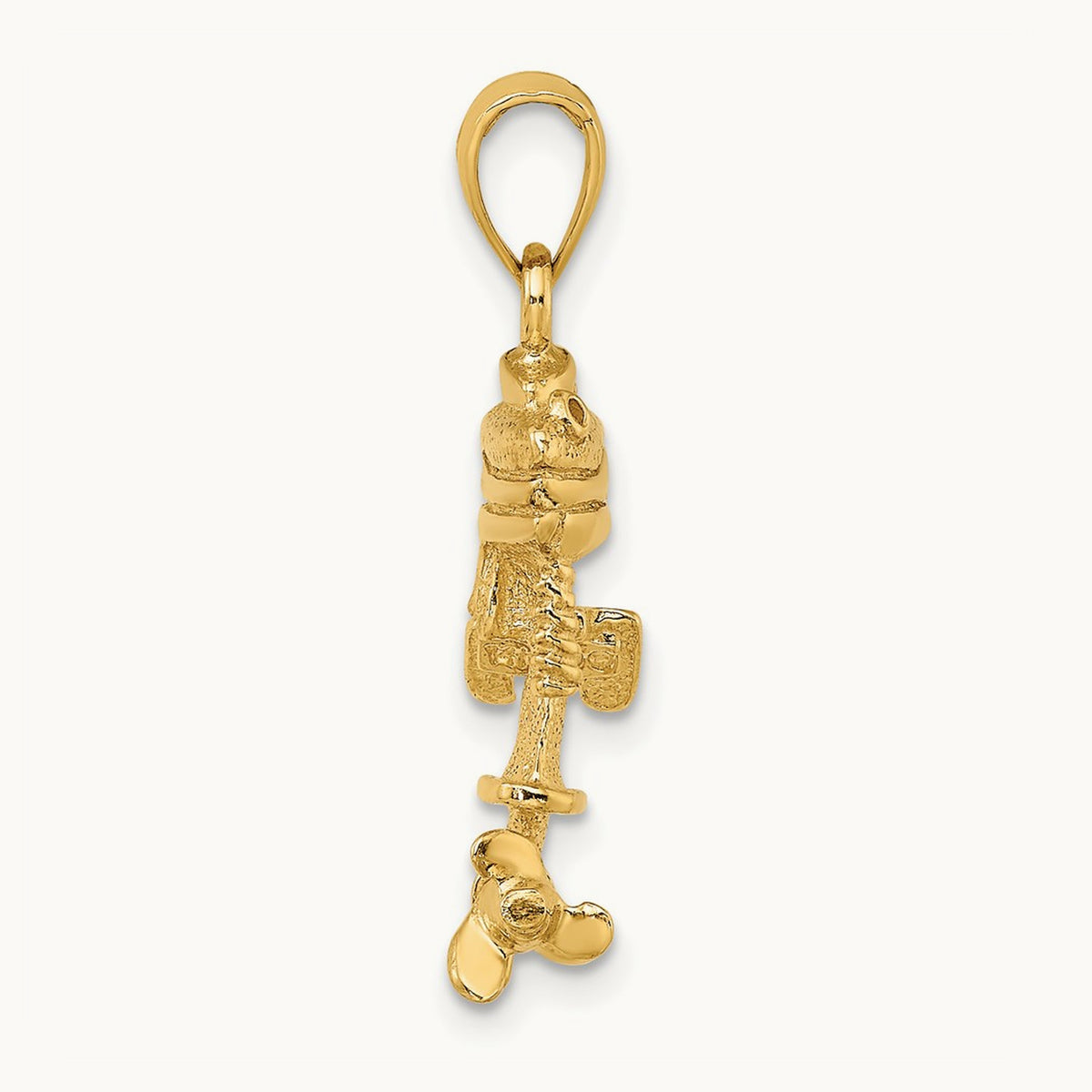 3-D Moveable Boat Engine Charm, 14K