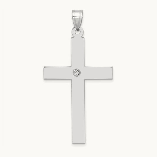 .03ct. Diamond Cross Pendant, 14K White Gold