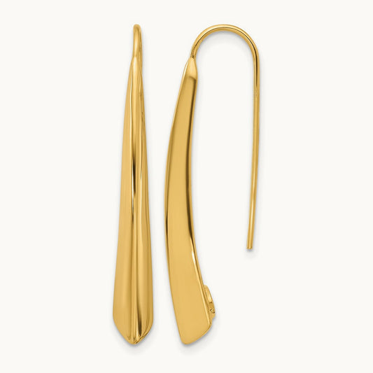 Polished Drop Bar Threader Earrings, 14K — Leslie's