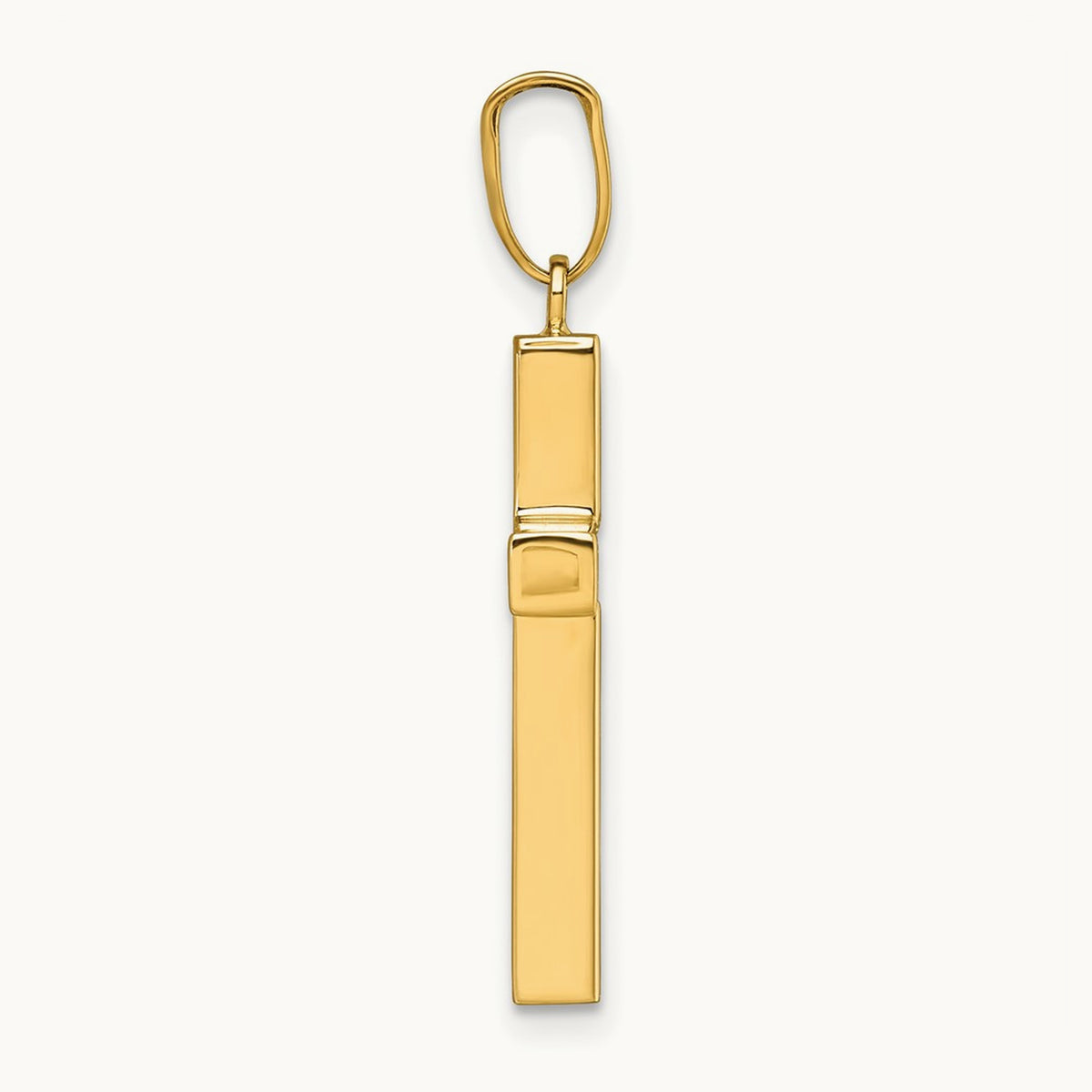 Polished Hollow Cross Pendant, 14K