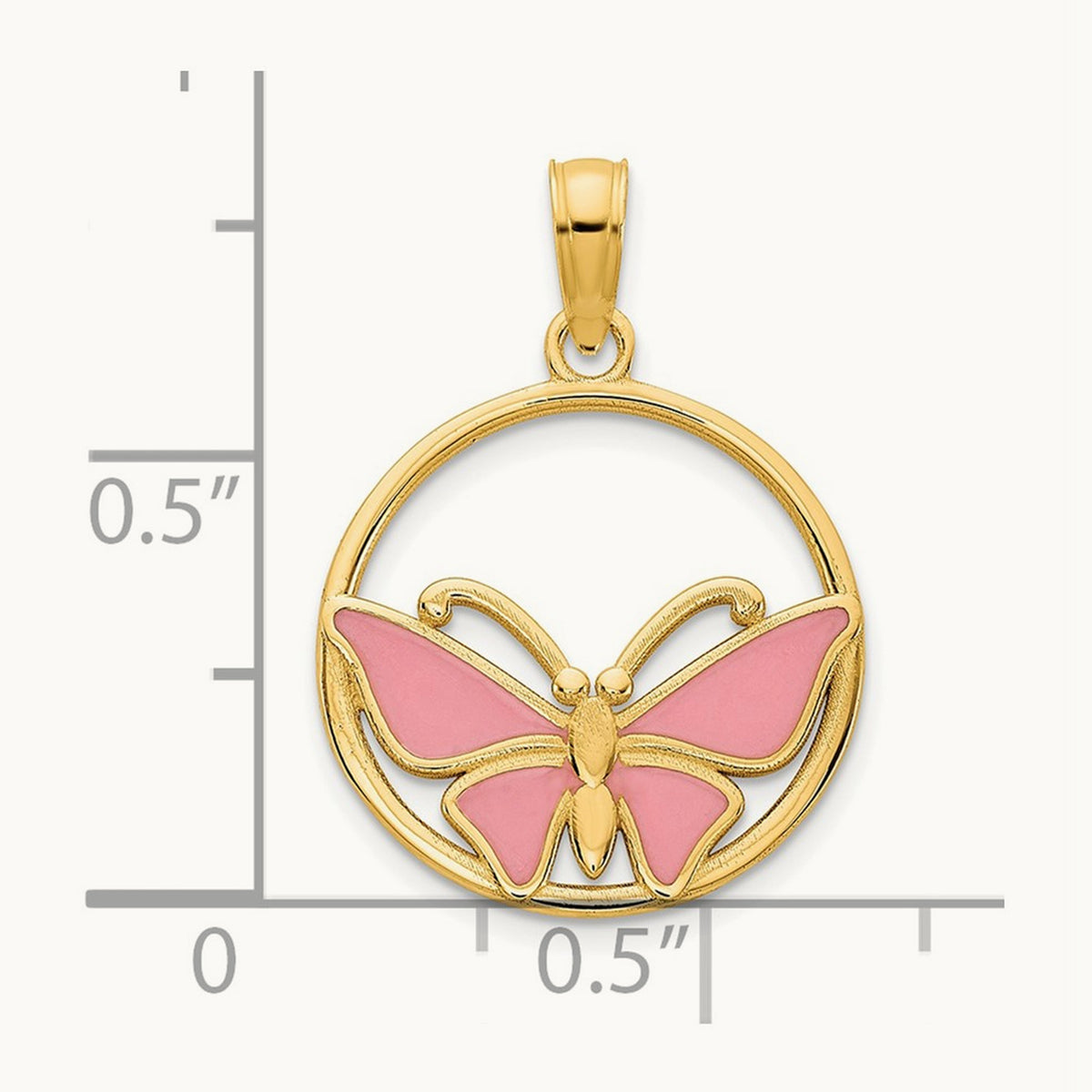 Epoxy Butterfly Pendant, 14K