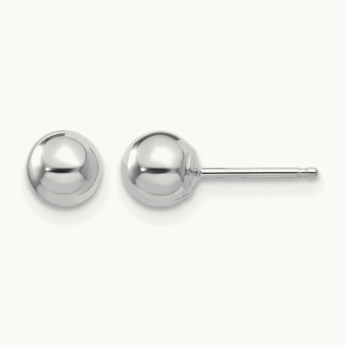 Polished Ball Post Earrings — 14K White Gold, 5mm