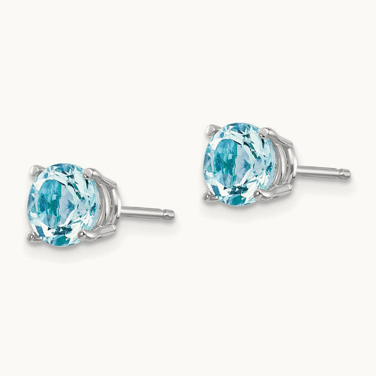 Aquamarine Earrings, 14K White Gold