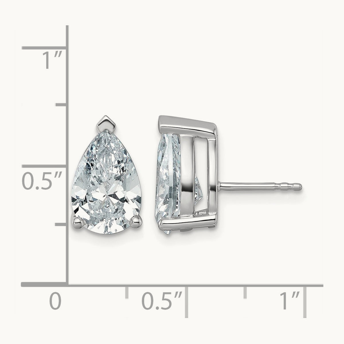 Pear 3 Prong Stud Earrings, 0.50-6.00 ct tw Lab-Grown Diamond — 6 ct, 14K White Gold