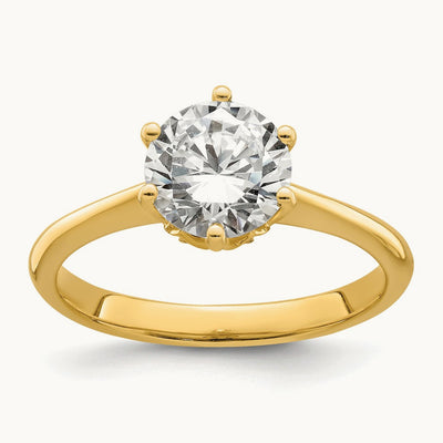 Polish 1 1/2ct Round Leaf Design Semi-Mount Dia Ring, 14K