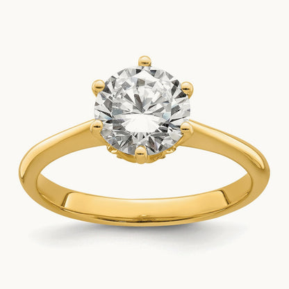 Polish 1 1/2ct Round Leaf Design Semi-Mount Dia Ring, 14K