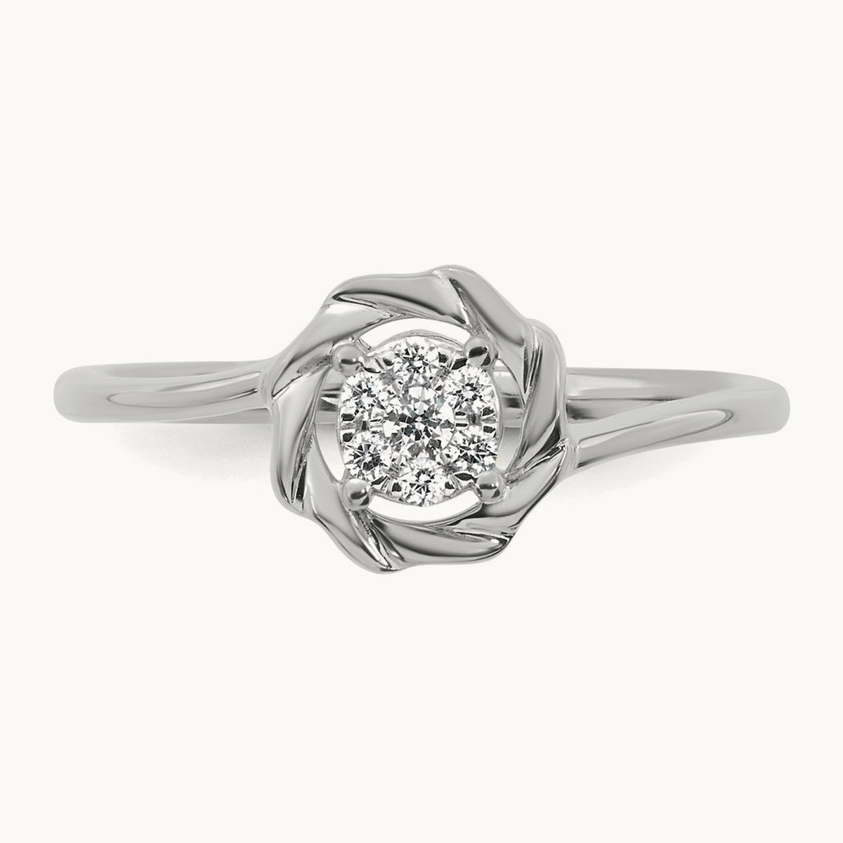 Complete Diamond Cluster Round Engagement Ring — 14K White Gold