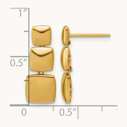 Polished Square Dangle Post Earrings, 14K — Leslie's
