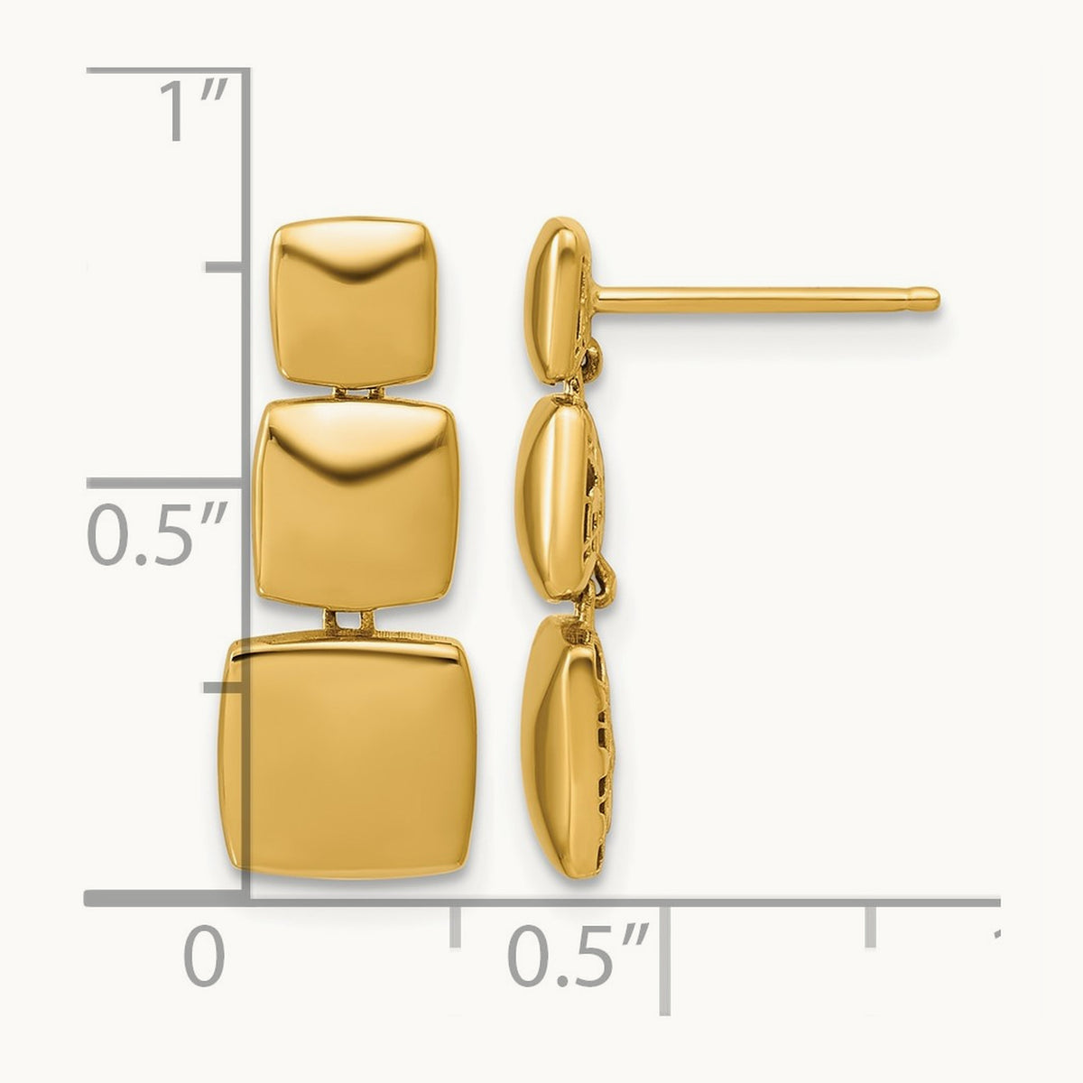 Polished Square Dangle Post Earrings, 14K — Leslie's