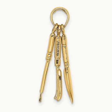 3-D Moveable Garden Hand Tool Collection Charm, 14K