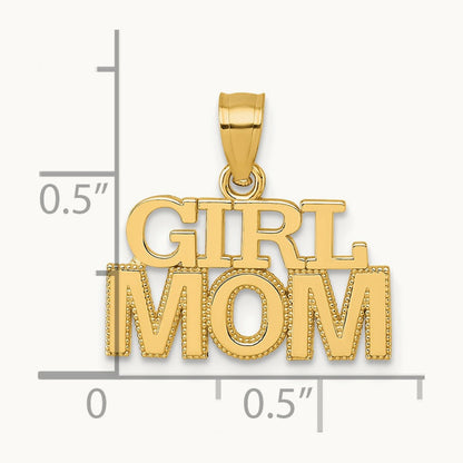 Polished GIRL MOM Pendant, 14K