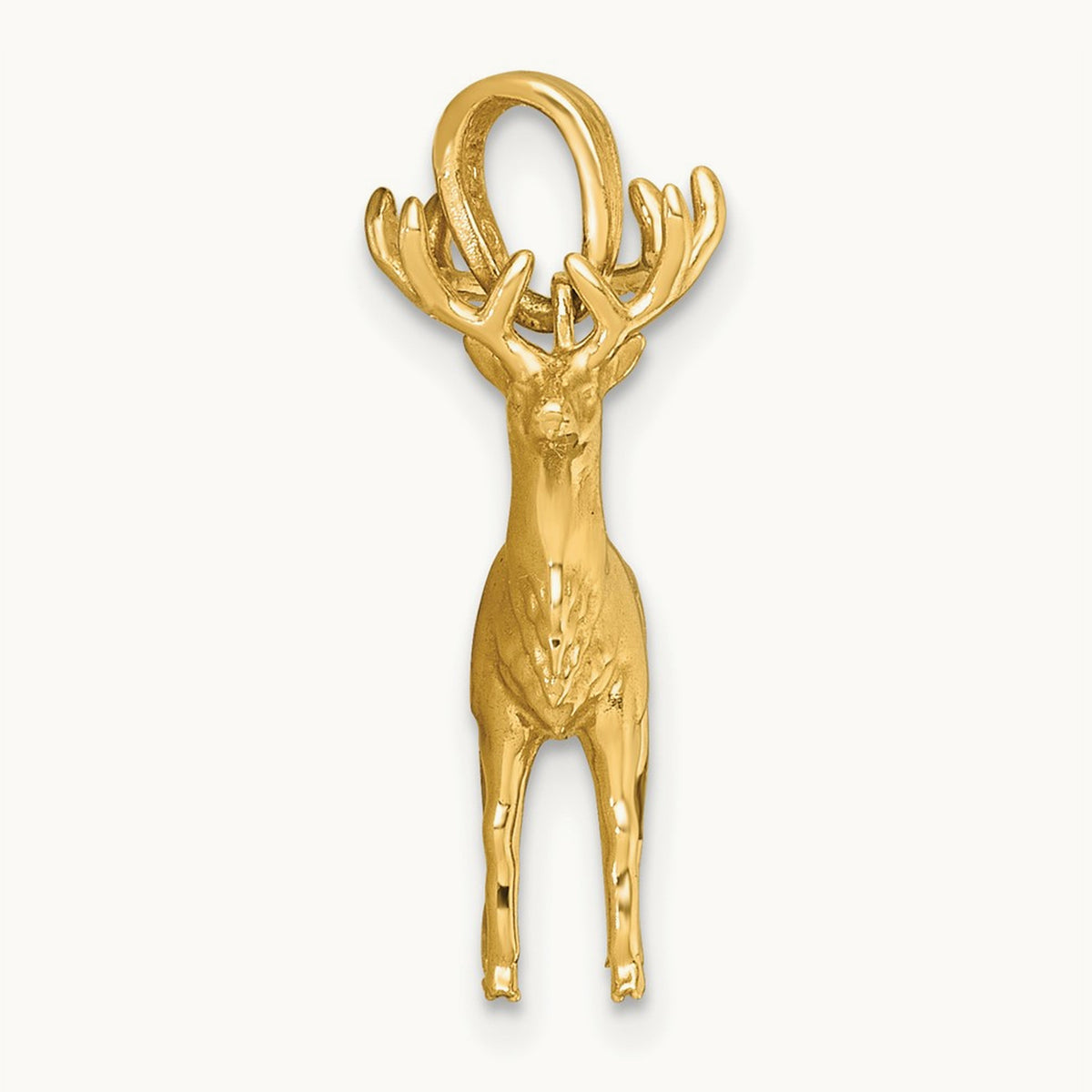 Polished 3-D Reindeer Charm, 14K