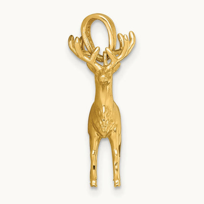 Polished 3-D Reindeer Charm, 14K