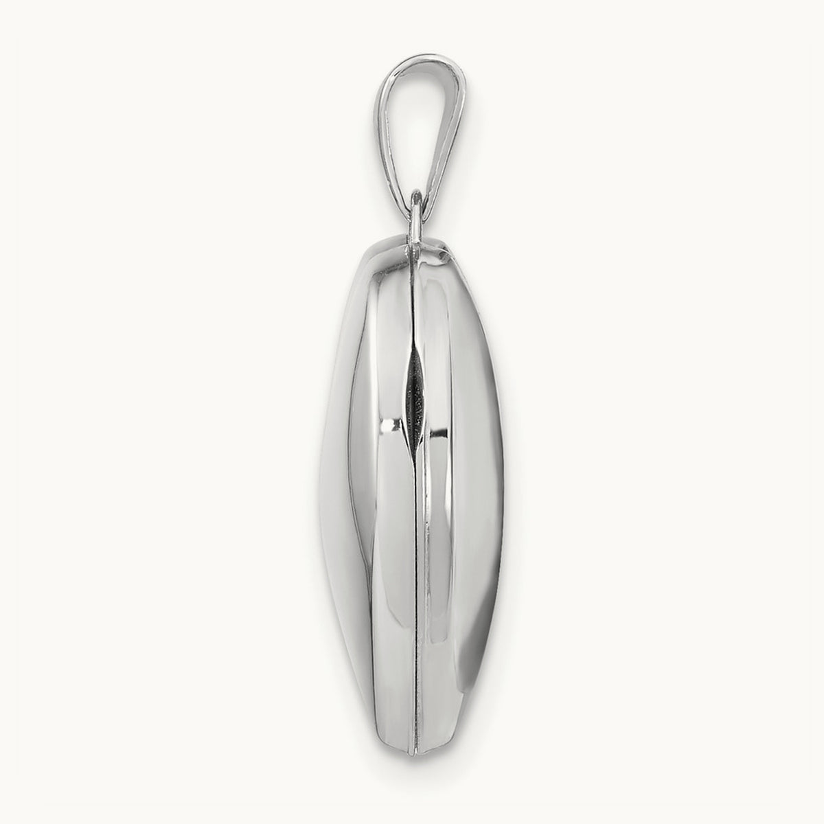 Domed Heart Locket — 14K White Gold