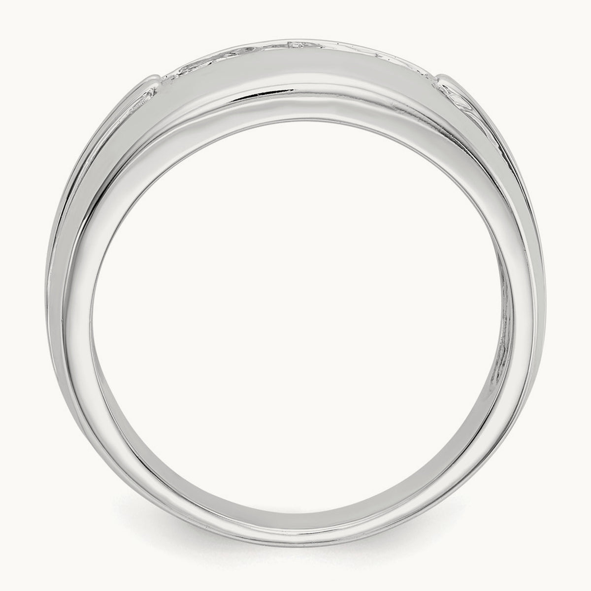 Diamond 5-stone Men's Ring — 14K White Gold