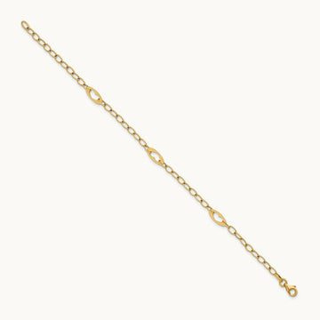Polished Heart Link 7.25in Bracelet, 14K
