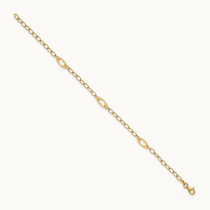 Polished Heart Link 7.25in Bracelet, 14K