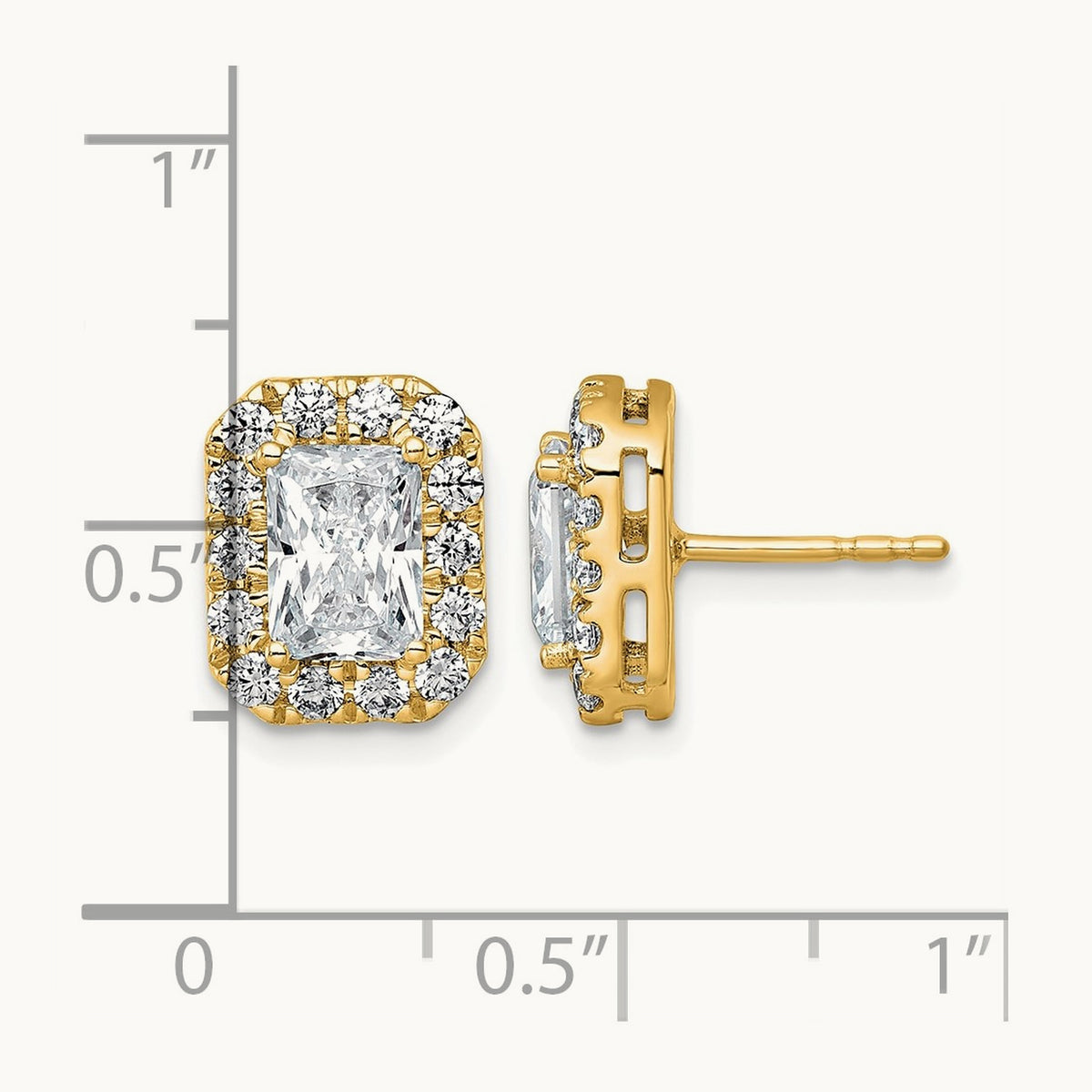 Radiant Halo Post Earrings, 0.50-8.50 ct tw Lab-Grown Diamond — 2 3/4 ct, 14K Yellow Gold