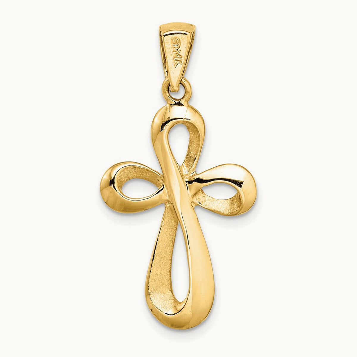 Polished Cross Charm, 14K