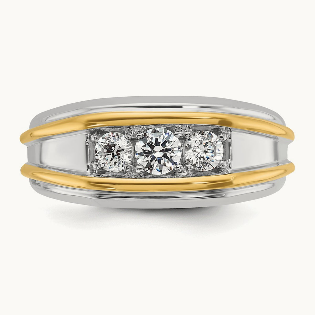 IBGoodman Men's Polished 3-Stone Diamond Ring, 14K Two-tone