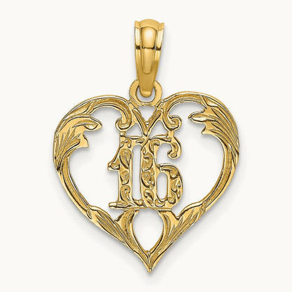 16 Inside Heart Charm, 14K