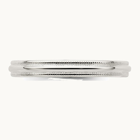 Sterling Silver 3mm Comfort Fit Half Round Milgrain Band