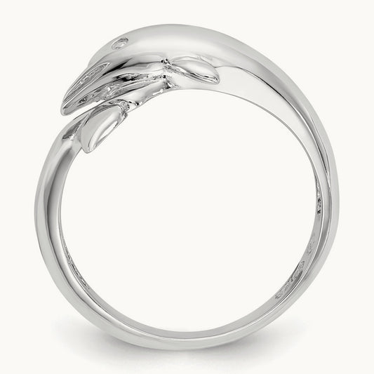 Dolphin Ring, 14K White Gold