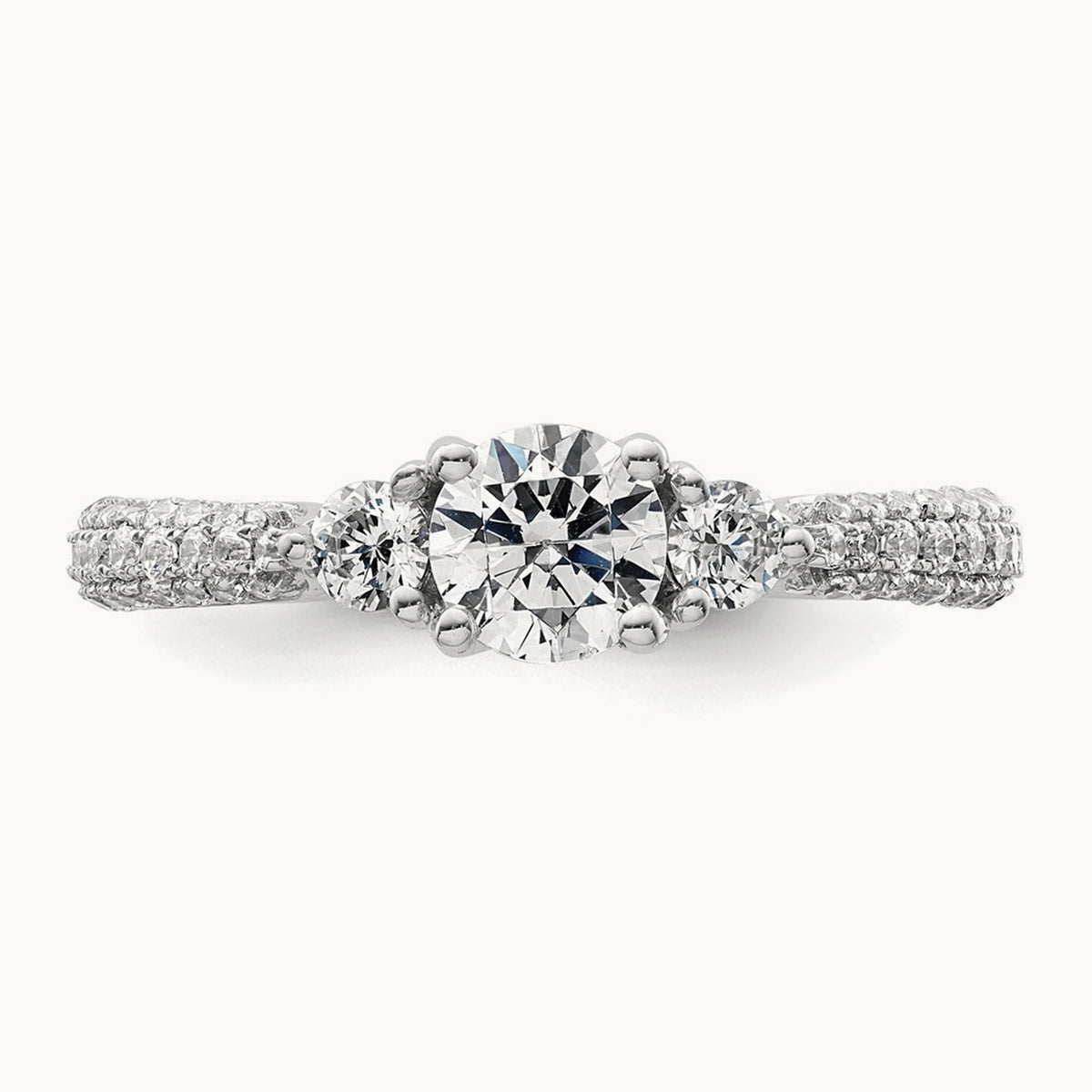 Round 3 Stone Engagement Ring, 0.50-3.75 ct tw Lab-Grown Diamond — 1/2 ct, VS (Best), 14K White Gold
