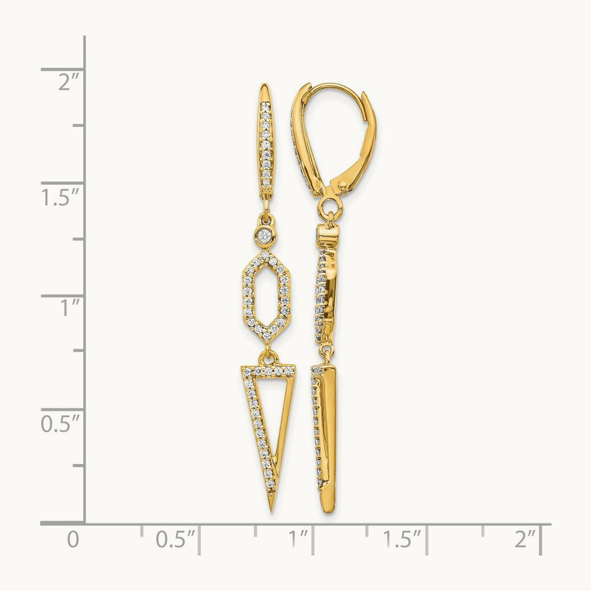 Diamond Triangle Leverback Earrings, 14K