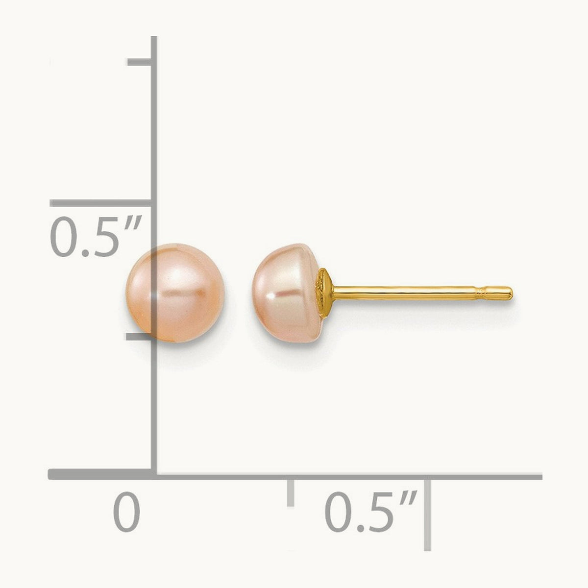 4- Pink FW Cultured Button Pearl Stud Post Earrings, 5mm, 14K