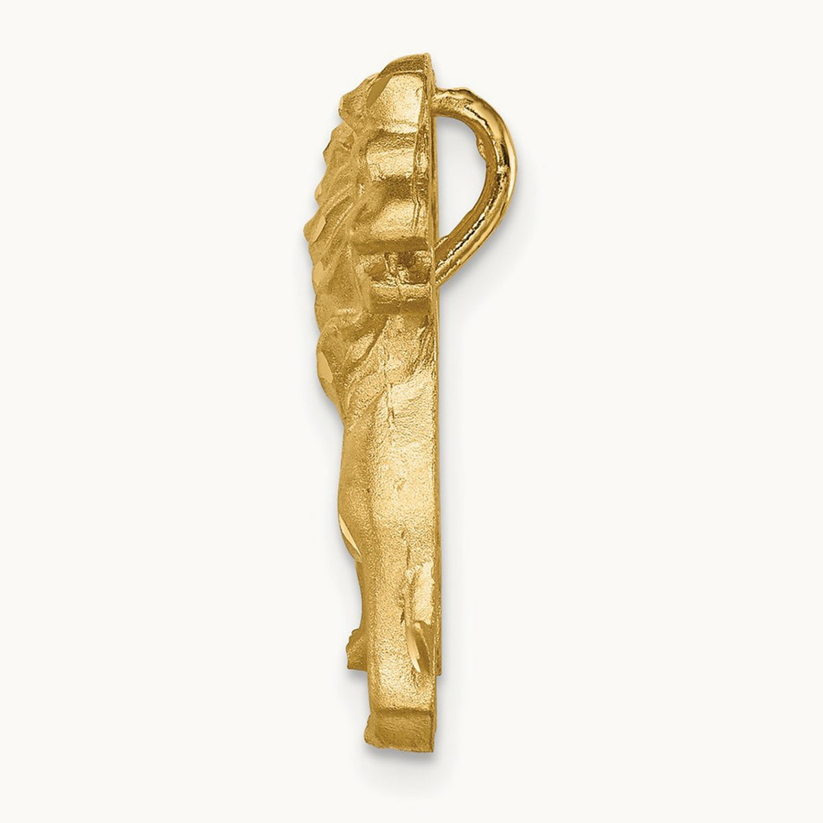 Brushed Diamond-cut Lion Chain Slide, 14K