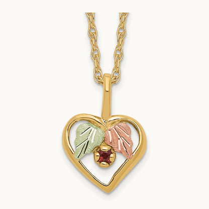 Black Hills Gold Heart Garnet Necklace